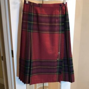 Vintage Tartan Wool Kilt - Burgundy and Green